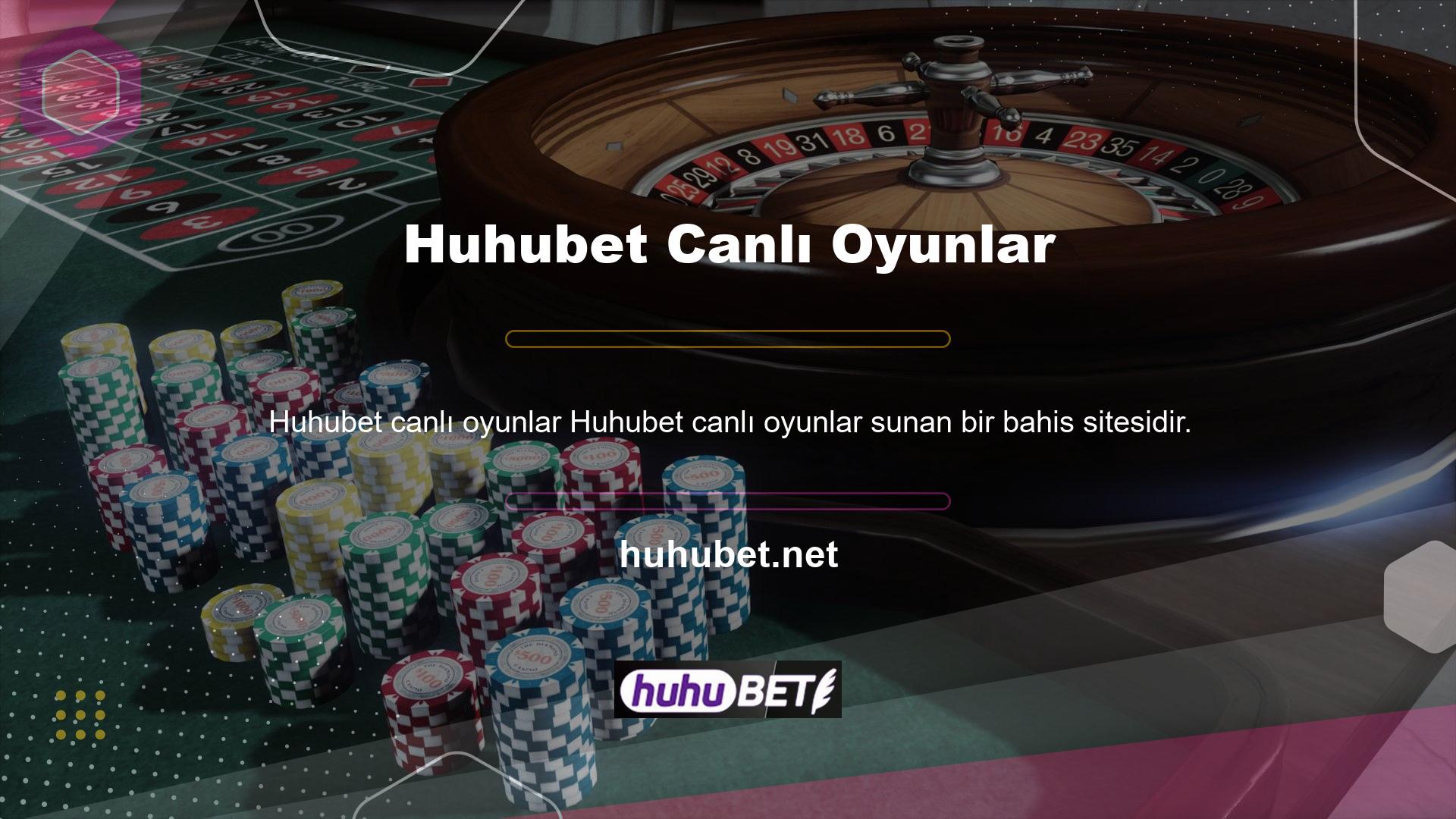 Yüzlerce casino oyununun yer aldığı bir bahis sitesi işleten Huhubet, sadece bahis oyunları değil aynı zamanda canlı bahis oyunları ve canlı oyunlar da sunan bir şirkettir